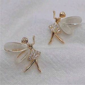 FAIRY BALLERINA RHINESTONE STUDS Earrings, Fairy Earrings, Ballerina Earrings